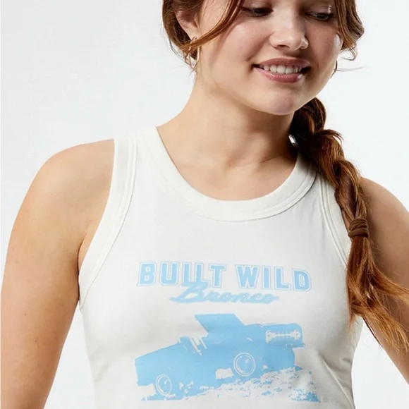 PacSun Ford Bronco White Blue Graphic Crop Tank Top Large - Picture 2 of 3